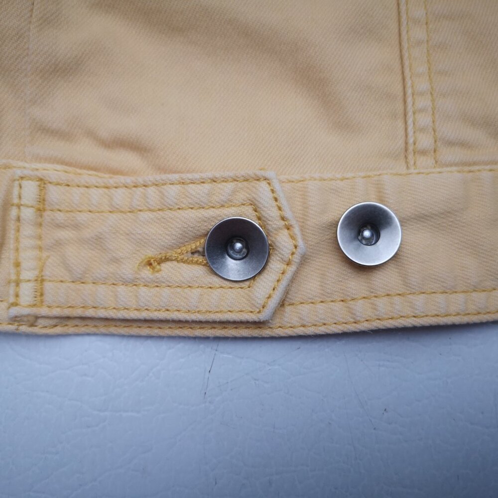Chico's Platinum Ladies Size 1 (approx. 8 US) Mustard Button Front Jean Jacket - Picture 8 of 13